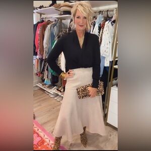 Women’s Cream A-Line Midi Skirt